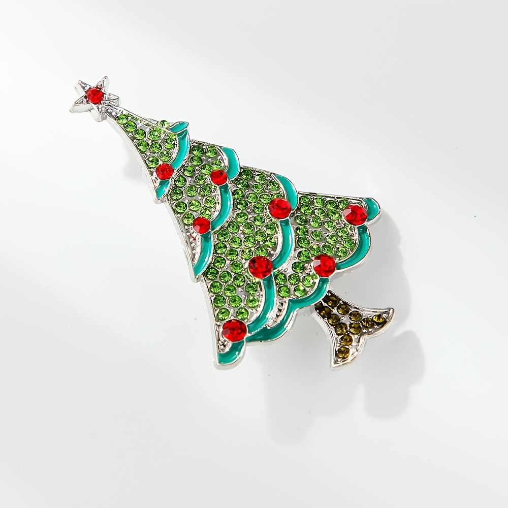 European Full-Drill Christmas Tree Alloy Brooch, Gift